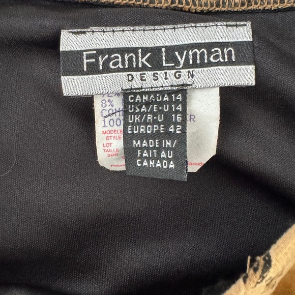 Frank Lyman - Black and Tan Asymmetrical Maxi Skirt with Animal Print and Fringe - Picture 9 of 10